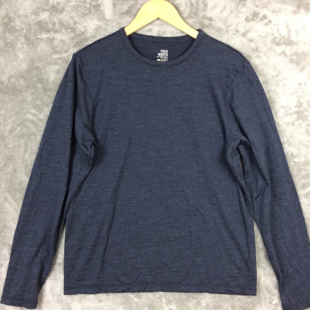 True North Base Layer Shirt Mens Medium Merino Wool Blue Hiking Lightweight